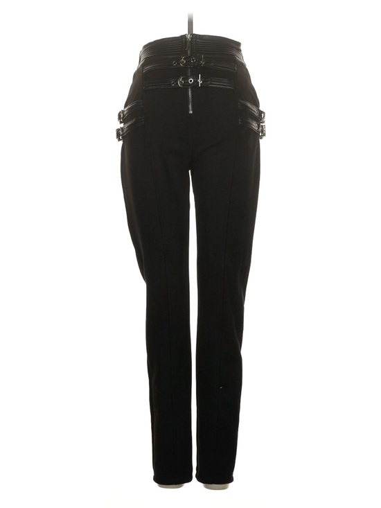 Maniere De Voir Pants - Black High-Waist Tailored Pants with Buckle Details